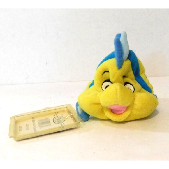 Disney Store Flounder Mini Bean Bag Plush 7" Yellow Blue Fish - Picture 1 of 6